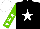 Silk - Black, white star, light green sleeves, white stars, white cap