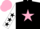 Silk - Black, pink star, white sleeves, black stars, pink cap