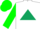 Silk - White, dark green triangle, green sleeves, green cap with white peak