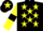 Silk - black, yellow stars, yellow sleeves, black armlets, black cap, yellow star