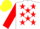 Silk - white, red stars, red sleeves, yellow hoops, yellow cap, red peak