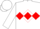 Silk - White, white 'ken' in red diamond belt, red diamond stripe on white sleeves, white cap