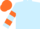 Silk - Light blue, orange circled 'pwf', orange bars on sleeves, orange cap