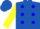 Silk - Royal blue, yellow 's', blue dots on yellow sleeves