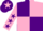 Silk - Purple and pink (quartered), pink sleeves, purple stars, purple cap, pink star