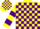 Silk - Yellow, purple blocks, purple hoops on slvs
