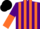Silk - purple, orange stripes, purple and orange halved sleeves, black cap