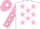 Silk - White, pink stars, pink sleeves, white stars, pink cap, white star