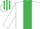 Silk - White, emerald green panel, striped cap