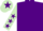 Silk - Purple, light green sleeves, purple stars, light green cap, purple star
