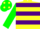 Silk - yellow, purple hoops, green sleeves, green cap, yellow spots