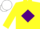 Silk - Yellow body, purple diamond, yellow arms, white cap