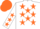 Silk - White body, orange stars, white arms, orange stars, orange cap