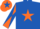Silk - Royal blue, orange star, orange and royal blue diabolo on sleeves, orange cap, royal blue star