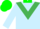 Silk - Light blue, emerald green triangular panel, green collar and cap