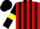 Silk - Red, black striped, black, black sleeves,yellow armlets, black cap