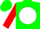 Silk - Green, green 'tsl salvino racing' on red framed white ball, white band on red sleeves, green cap