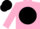 Silk - pink, black ball, pink sleeves, black hoops, black cap