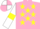 Silk - Pink, yellow stars, white sleeves, yellow armlets, white and pink quartered cap