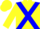 Silk - Yellow, Blue cross belts, yellow sleeves, blue hoops, Yellow cap