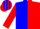 Silk - blue and red halved diagonally, red sleeves, red cap, blue stripes