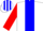 Silk - white, blue panel, red sleeves, white cap, blue stripes