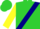 Silk - Lime green, navy blue sash, navy band on yellow sleeves