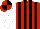 Silk - Red with black stripes, white sleeves, red and black quartered cap