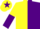 Silk - Yellow and Purple (halved), halved sleeves, Yellow cap, Purple star