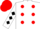 Silk - White, red dots, black diamonds on sleeves, red cap