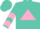 Silk - Turquoise, pink triangle, pink chevrons on sleeves, turquoise cap
