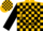 Silk - Gold, black 'rr' in circle frame, black blocks on sleeves