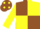 Silk - Brown and yellow (quartered), yellow sleeves, brown cap, yellow spots