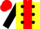 Silk - Yellow, black dots on red panel, black 'v' on sleeves, red cap