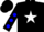 Silk - Black, white star, blue dots on sleeves, black cap