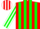 Silk - Red, white, and green stripes, black emblem
