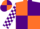 Silk - Orange and purple quartered, white and purple checked sleeves, orange and purple quartered cap