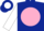 Silk - Dark blue, white hand on pink ball, blue band on white sleeves