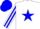 Silk - White, blue star, blue star stripe on sleeves, blue cap