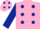 Silk - Pink, dark blue spots, sleeves and spots on cap