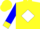 Silk - Yellow, green 'l', orange 'c' on white diamond, yellow cuffs on blue sleeves