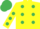 Silk - Yellow, emerald green spots, yellow sleeves, emerald green spots, emerald green cap