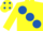 Silk - Yellow, large royal blue spots, royal blue spots on cap