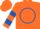 Silk - Orange, orange 'r' on royal blue circle, royal blue bars on sleeves