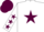 Silk - WHITE, MAROON star, WHITE sleeves, MAROON stars, MAROON cap