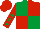 Silk - EMERALD GREEN and RED (quartered), RED sleeves, EMERALD GREEN stars, RED cap