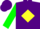 Silk - Purple, green 's' on yellow diamond, green sleeves, purple cap