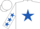 Silk - White, royal blue star, royal blue stars on sleeves, white cap