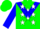 Silk - Green, blue inverted chevron, white stars on blue sleeves, green cap