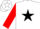 Silk - White, white 'tb' on red and black star, red sleeves
